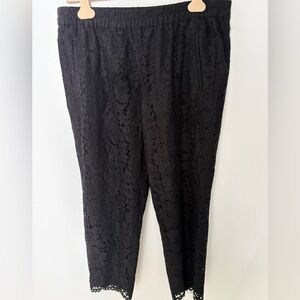J. Crew Black Lace pull on cropped ankle pants